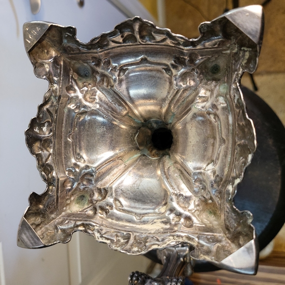 Pair of Russian Repousse Silver Plate Candlesticks by Warszawa Norblin 19th Cent - Picture 7 of 11